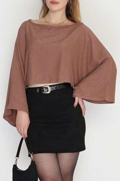 İthal Krep Yarasa Kol Bluz Açıkkahve - 70868.148.