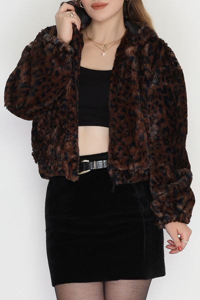 Kapşonlu Astarlı Peluş Mont Acıkahve - 42465.1247.