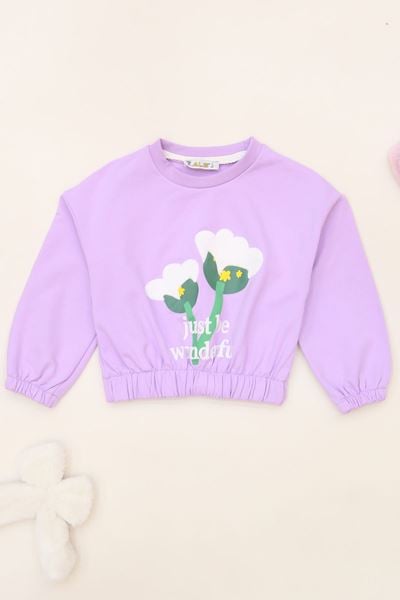 3-7 Yaş İki İplik Şardonlu  Sweat Lila - 625426.1576.