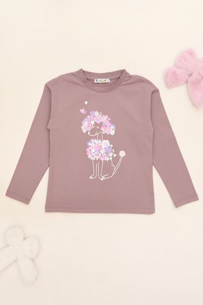 6-9 Yaş Kız Çocuk Baskılı Sweat Açıkkahve - 6264038.1576.