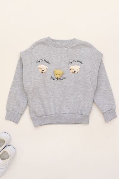 3 İp 3-7 Yaş Şardonlu Sweatshirt Gri - 624405.1576.