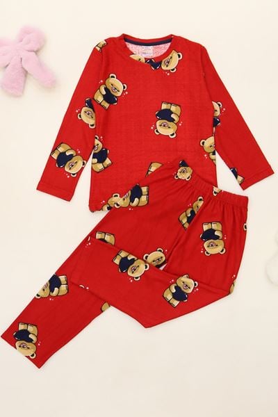 5-8 Yaş Süet Pijama Takımı Kırmızıayıcık - 42205.2028.
