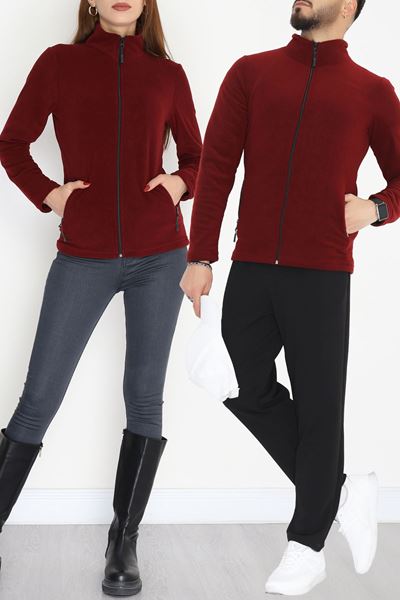 Unisex Polar Ceket Bordo - 51002.053.