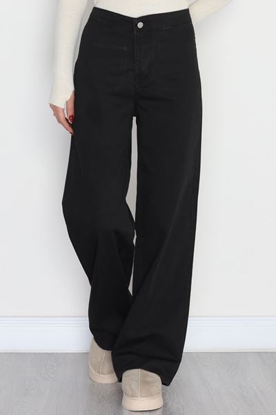 Cepsiz Palazzo Kot Pantolon Siyahfitilli - 40466.1431.