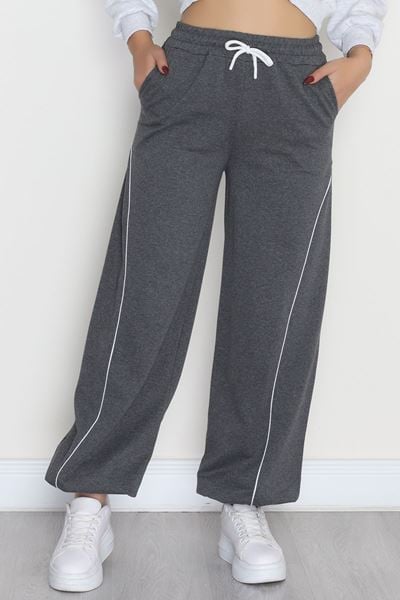 Paça Stoperli 2 İplik Eşofman Altı Füme - 50058.1857.