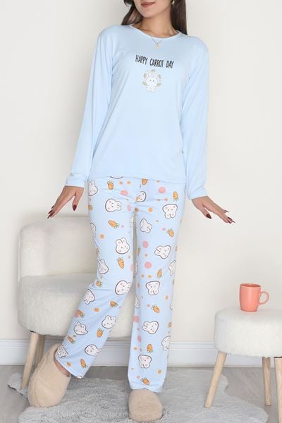 Soft Milan Enjeksiyon Baskılı Pijama Takımı Mavituruncu - 664.1287.