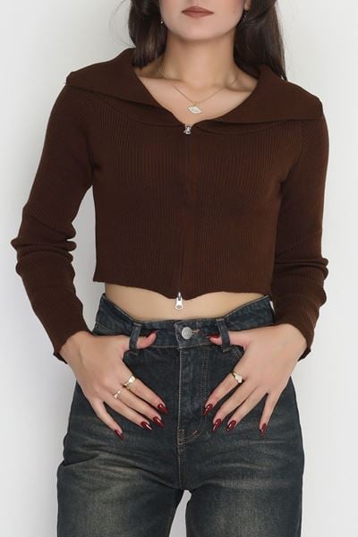 Fermuarlı Triko Kahve - 2252.1765.