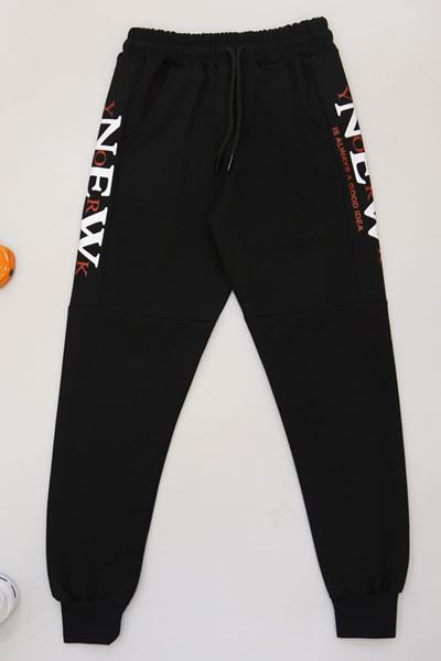 8-16 Yaş 2 İplik Likralı Eşofman Altı Siyah - 42184.2066.