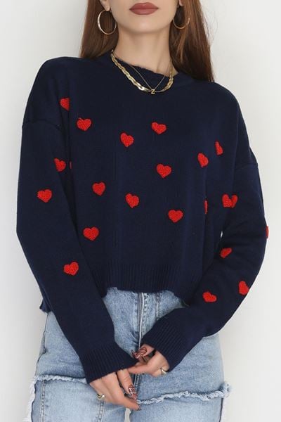 Kalp Detaylı Triko Lacivert - 2337.1765.