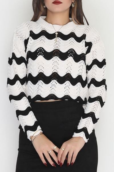 Dalga Çizgili Triko Lattesiyah - 1529.1577.