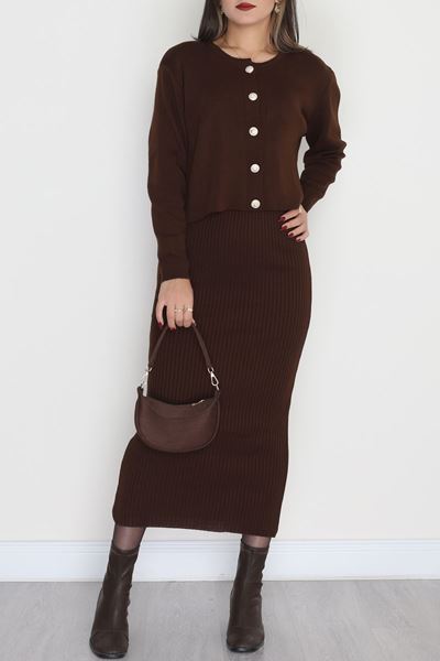 Elbise Ceket Triko Takım Kahve - 3064.1577.