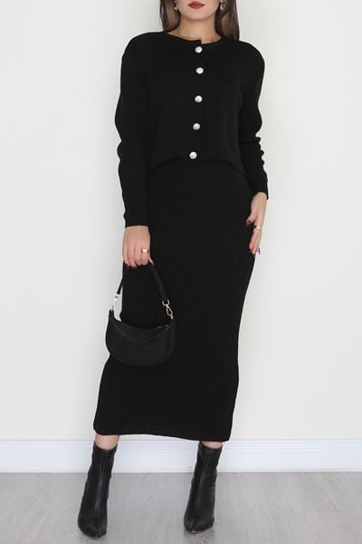 Elbise Ceket Triko Takım Siyah - 3064.1577.