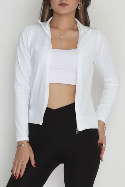 Dik Yaka Dalgıç Ceket Ekru - 50056.053.