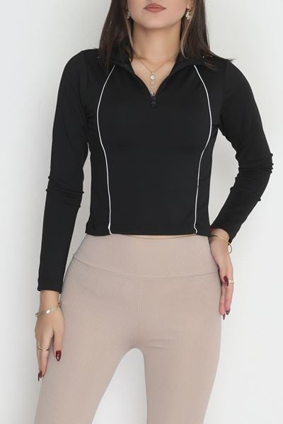 Biyeli Yarım Fermuarlı Dalgıç Body Siyah - 50099.053.