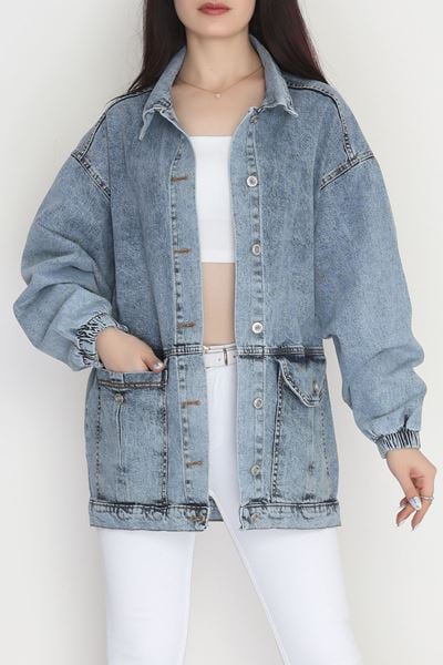 Körüklü Cep Kot Ceket  Açıkmavi8 - 20464.1778.