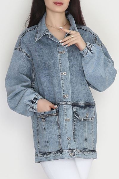 Körüklü Cep Kot Ceket  Açıkmavi8 - 20464.1778.