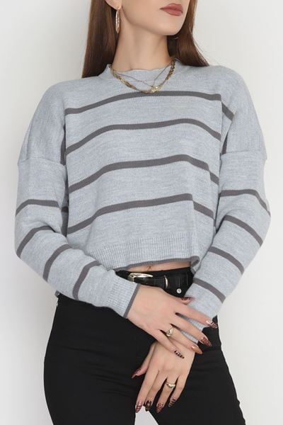 Çizgili Crop Triko Grifüme - 3100.1577.