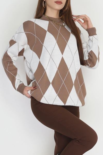 Etnik Desen Triko Mochalatte - 3038.1577.