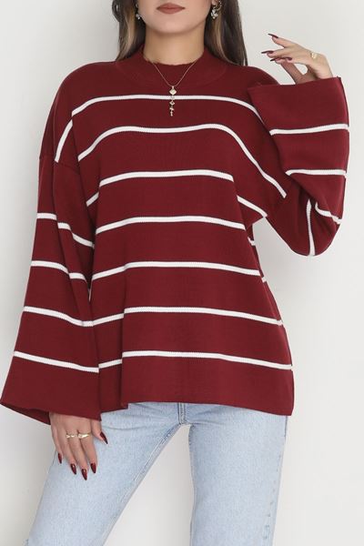 Yarım Balıkçı Yaka Triko Bluz Bordolatte - 3066.1577.