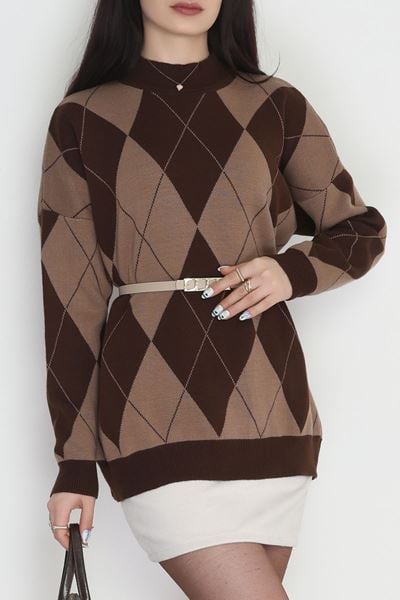 Etnik Desen Triko Kahvemocha - 3038.1577.