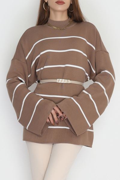 Yarım Balıkçı Yaka Triko Bluz Mochalatte - 3066.1577.