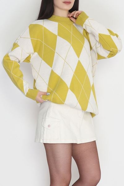 Etnik Desen Triko Yağyeşililatte - 3038.1577.