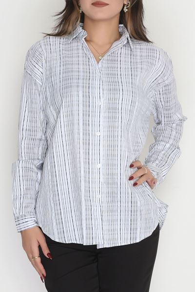 Çizgili Terikoton Gömlek Beyaz1 - 80018.147.