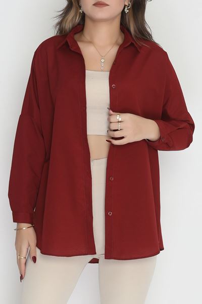 Terikoton Oversize Gömlek Bordo1 - 30840.1949.