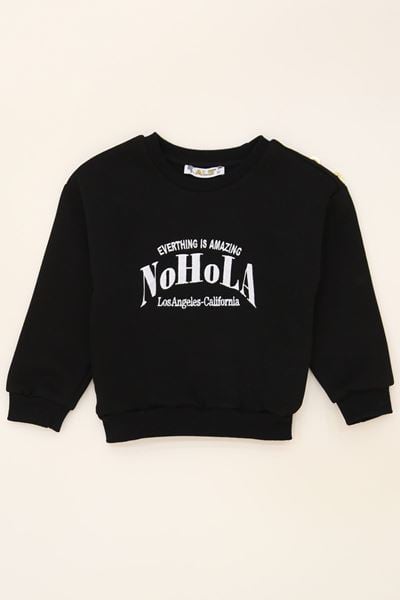 3 İp Şardonlu Baskılı 3-7 Yaş Kapüşonlu Sweatshirt Siyah - 625516.1576.