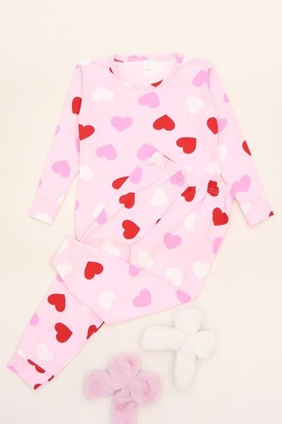 3-14 Yaş Soft Milan Pijama Takımı Pembekarışık - 481.1287.