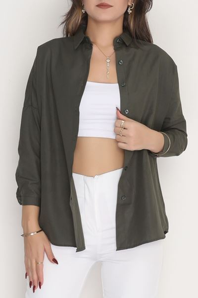 Terikoton Oversize Gömlek Haki - 30840.1949.