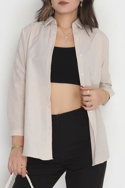 Terikoton Oversize Gömlek Taş - 30840.1949.