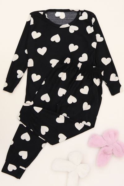 3-14 Yaş Süet Manşetli Alt Üst Aynı Takım Siyahbeyazkalp - 410.1287.