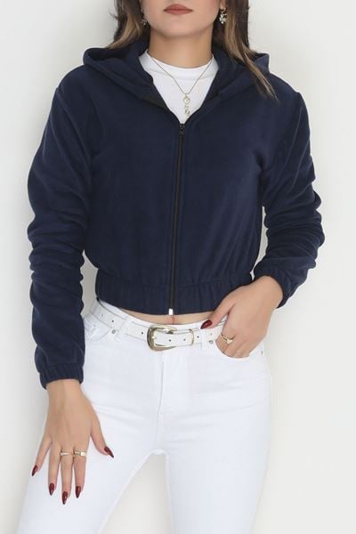 Polar Kapşonlu Crop Ceket Lacivert - 51000.053.