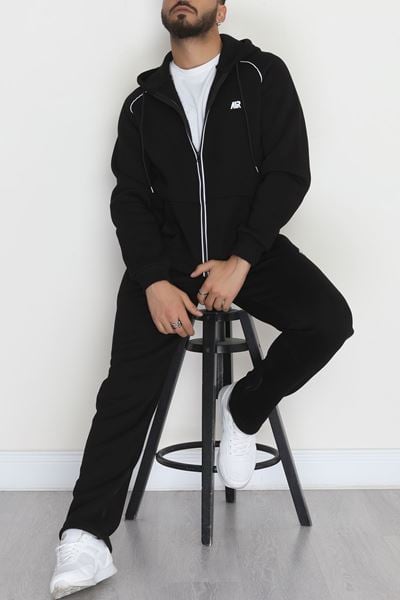 3 İplik Şardonlu Erkek Eşofman Takımı Siyah - 42564.1937.