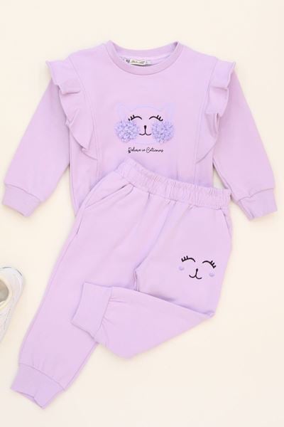 2-5 Yaş Şardonlu Yumoş Kumaş Takım Lila - 5264329.1576.