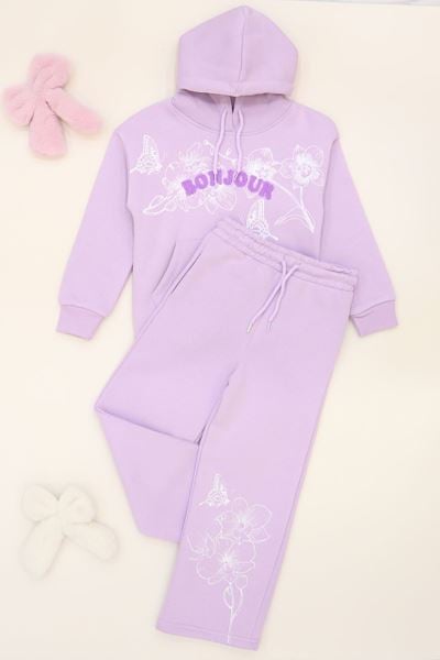 6-9 Yaş Şardonlu Yumoş Kumaş Takım Lila - 6264259.1576.
