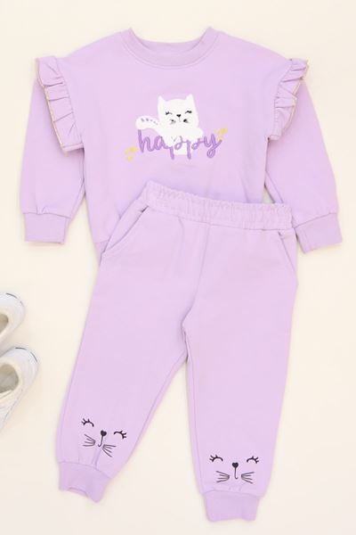 2-5 Yaş Şardonlu Yumoş Kumaş Takım Lila - 5264331.1576.