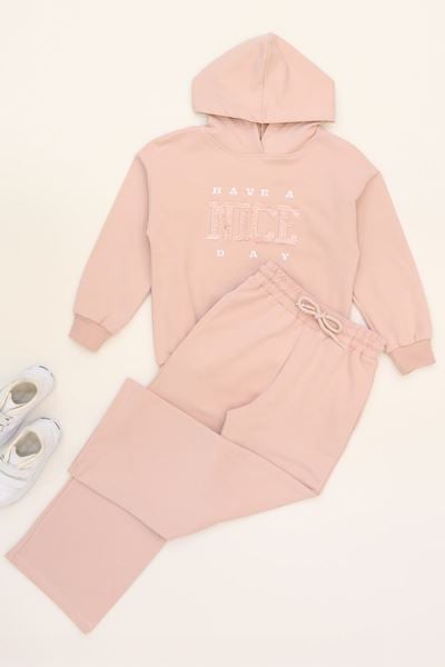 6-9 Yaş Şardonlu Yumoş Kumaş Takım Pudra - 6264359.1576.