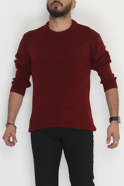 Bisiklet Yaka Erkek Triko Bordo - 70780.1766.