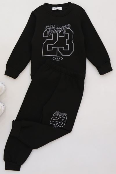 3-7 Yaş 3 İplik Şardonlu İkili Takım Siyah - 50820.1867.