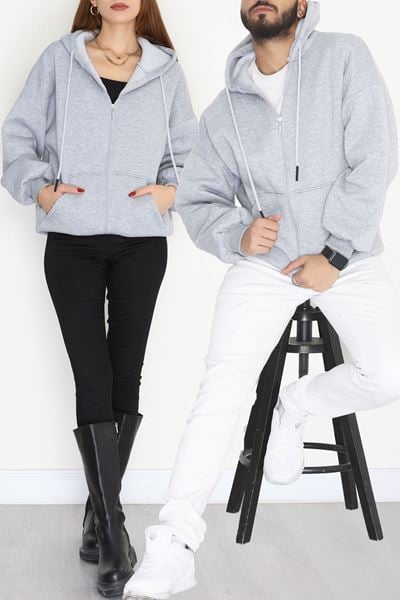 3 İplik Kompakt Oversize Sweat Gri - 42502.1878.