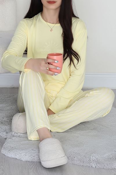 Baskılı Uzun Kol Takım Sarı - 664.1287.