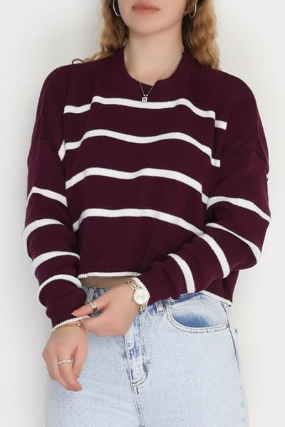 Çizgili Crop Triko Morlatte - 3100.1577.