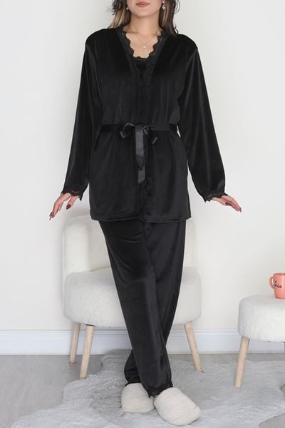 Kadife 3'Lü Set Takım Siyah - 667.1287.