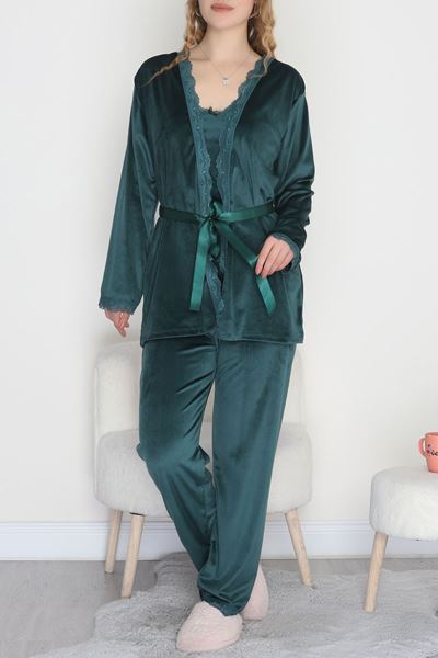 Kadife 3'Lü Set Takım Zümrüt - 667.1287.