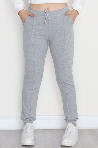 Paça Lastikli Çımalı Eşofman Altı Gri - 40760.1431.