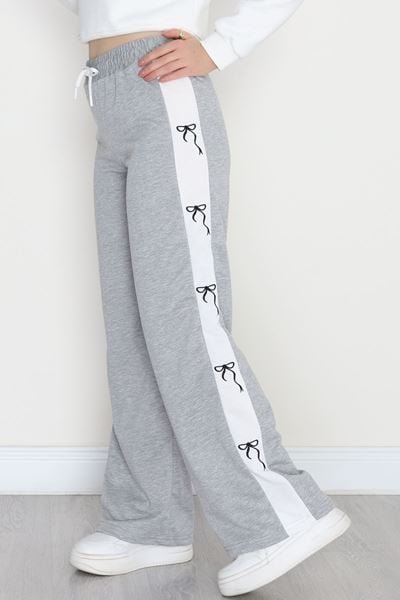 Özel Tasarım Nakışlı 2 İplik Eşofman Altı Gri - 70158.1857.