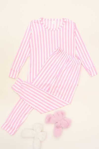 3-14 Yaş Soft Milan Pijama Takımı Pembeçizgili - 481.1287.