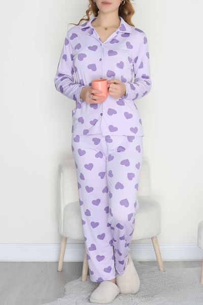 Soft Milan Düğmeli Pijama Takımı Morkalp - 7511.1287.